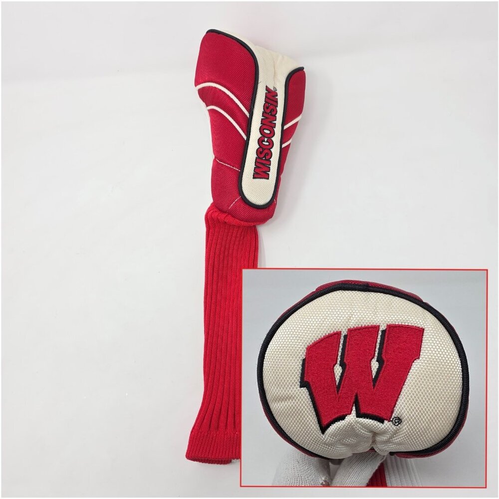 Wisconsin Badgers Golf Club Head Cover Red Knit Hybrid Rescue Fairway Wood